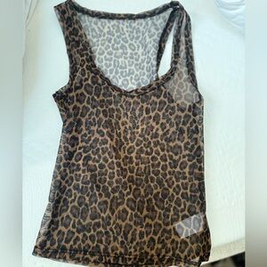 REVICE Leopard Print Sheer Top